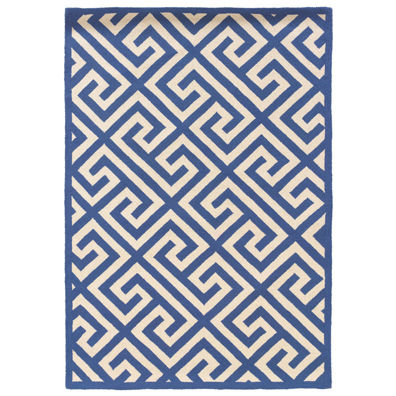 Hand Hooked Wool Geometric Indoor Rug, Rectangle 8' x 10'