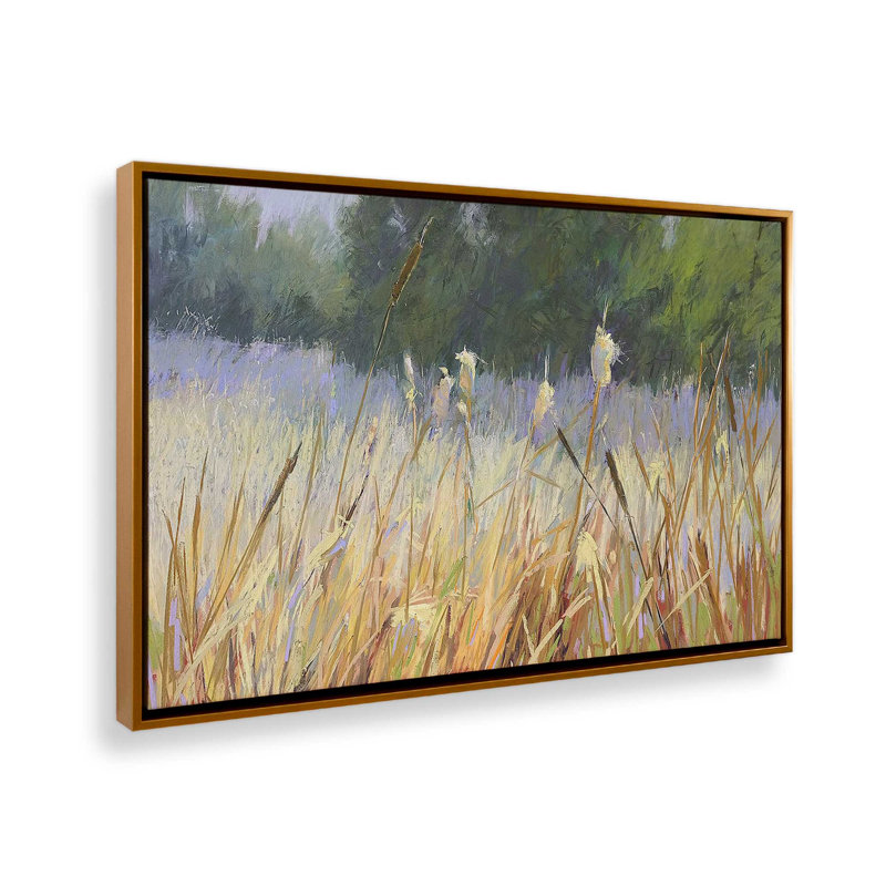 «Whispering Reeds», reproduction sur toile, Cadre flottant or poli, H 10 po x l 14 po x P 1,75 po