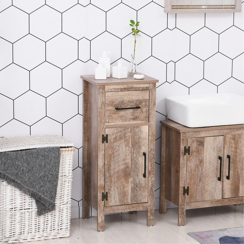 Versatile Bathroom Floor Cabinet With Drawer And Adjustable Shelf For Organized Storage