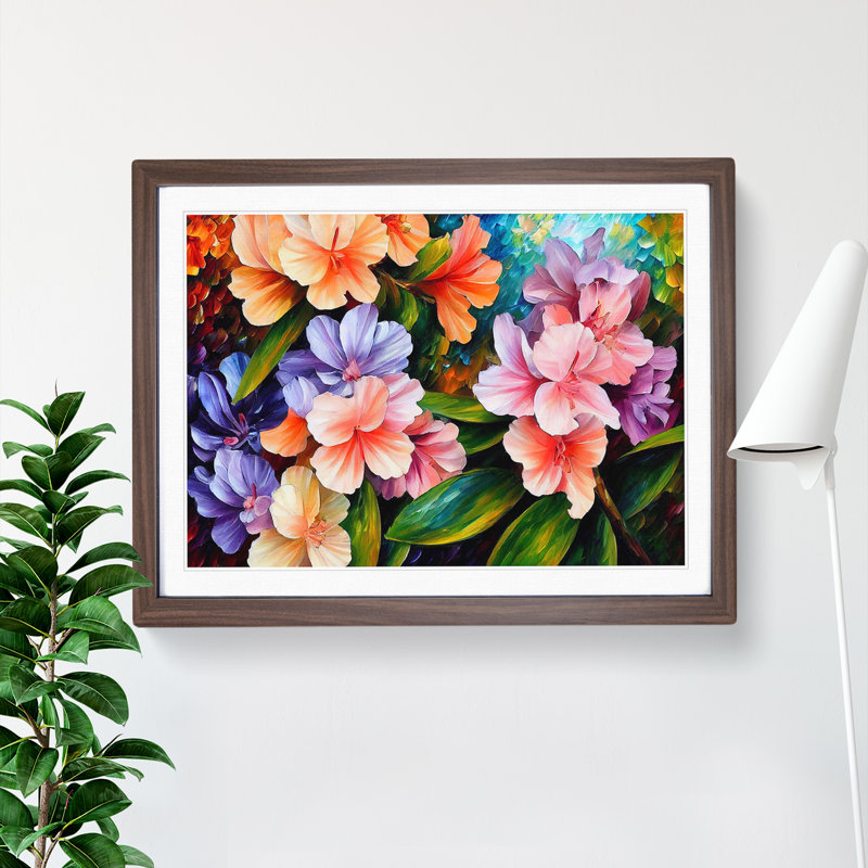 Rhododendron Flower Vol.1 Abstract - Single Picture Frame Print, 25cm H x 34cm W x 2cm D, Walnut Framed