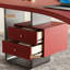 Bureau 2 tiroirs rouge + noir + bois franc incurvé + acier Barenia + acier + acrylique-1954360286-1954360284