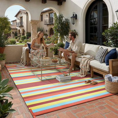 Ellie Waterproof Striped Reversible Outdoor Rug