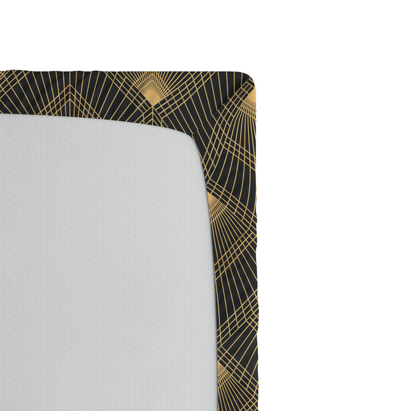 Drap-housse Ambesonne, Drap-housse de taille simple, Gris foncé, moutarde / géométrique