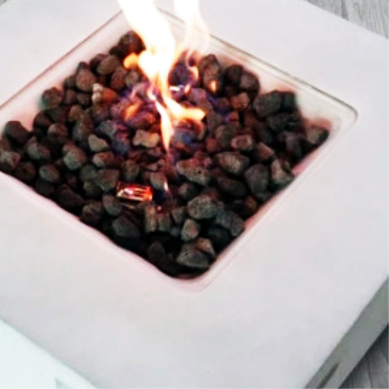 Table de foyer d'extérieur en béton au propane / gaz naturel, 40000, gris, rouille, chaleur moderne, 30 po x 30 po x 11 po, jardin naturel au propane 59 lb