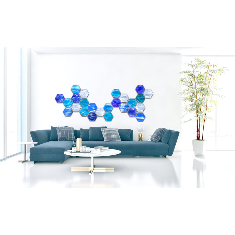 Water Handmade Modern Abstract Wall Decor on Glass
