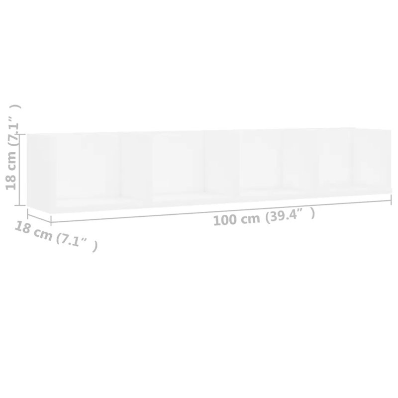 7.1cm H Wall Mounted Media Storage, White