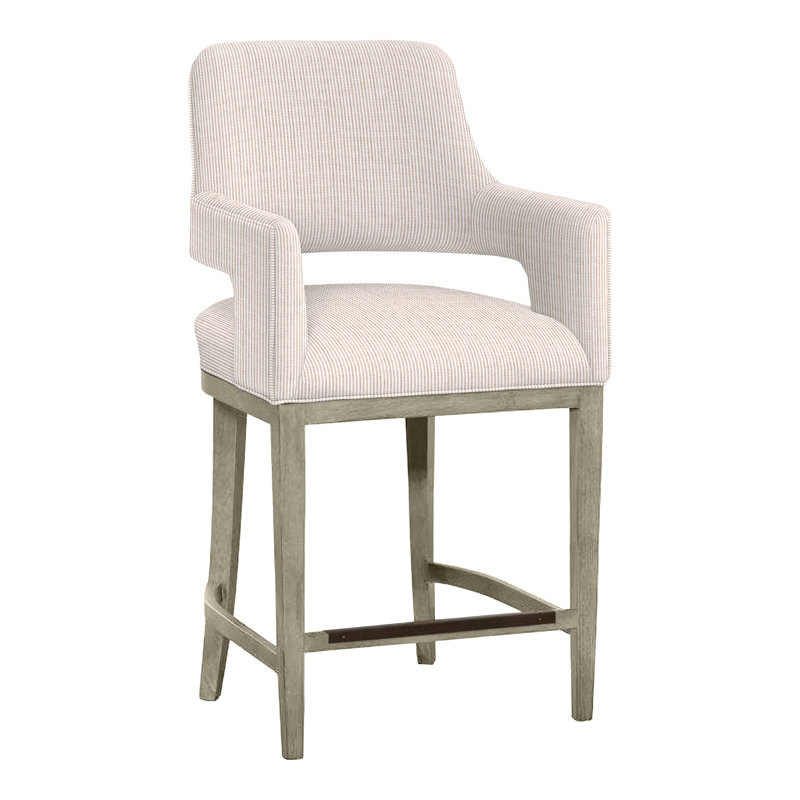Tabouret de bar et de comptoir Josie, Amande chamois, Lin Perigold Replay, Tabouret de comptoir (siège d'une hauteur de 26,5