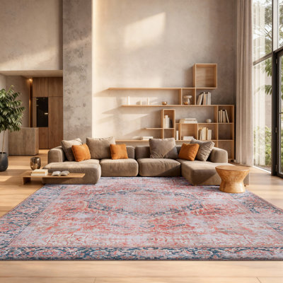 Tapis de couleur rouille / bleu marine Ziebarth 177 M / W S / R