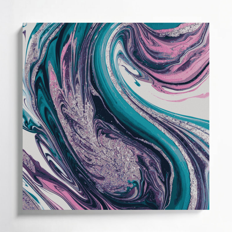 Abstrait art fluide sur toile grise 32, H 12 po x l 12 po