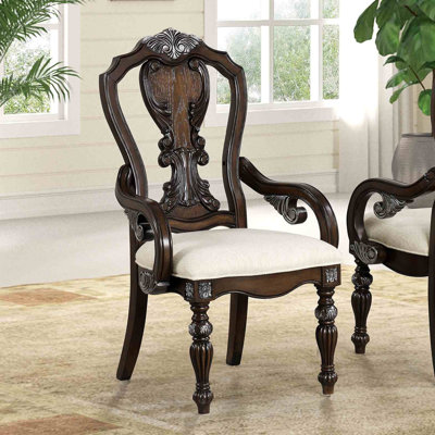 Chaise de salle à manger avec accoudoirs ornés de corbeaux 2 pièces de style traditionnel
