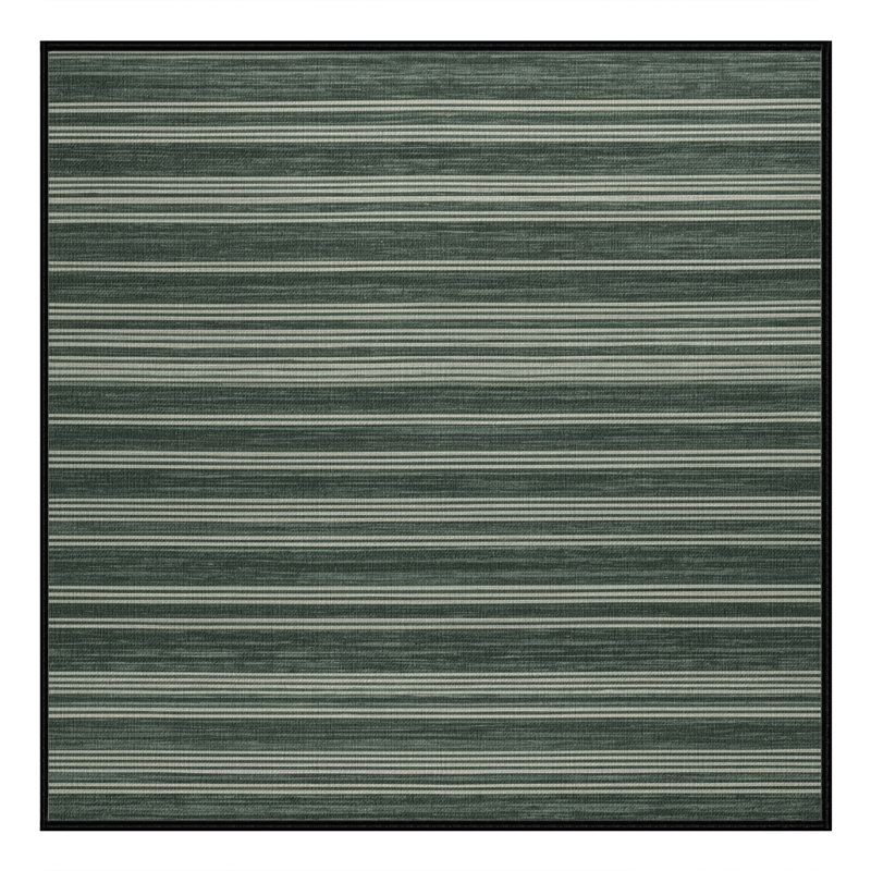 Machine Washable Horizontal Stripes Gray Area Rug, Square 3'