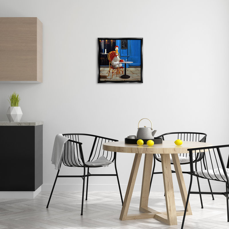 Trendy Duck at Cafe Floating Frame, design by Lucia Heffernan, 18" H x 18" W, Black