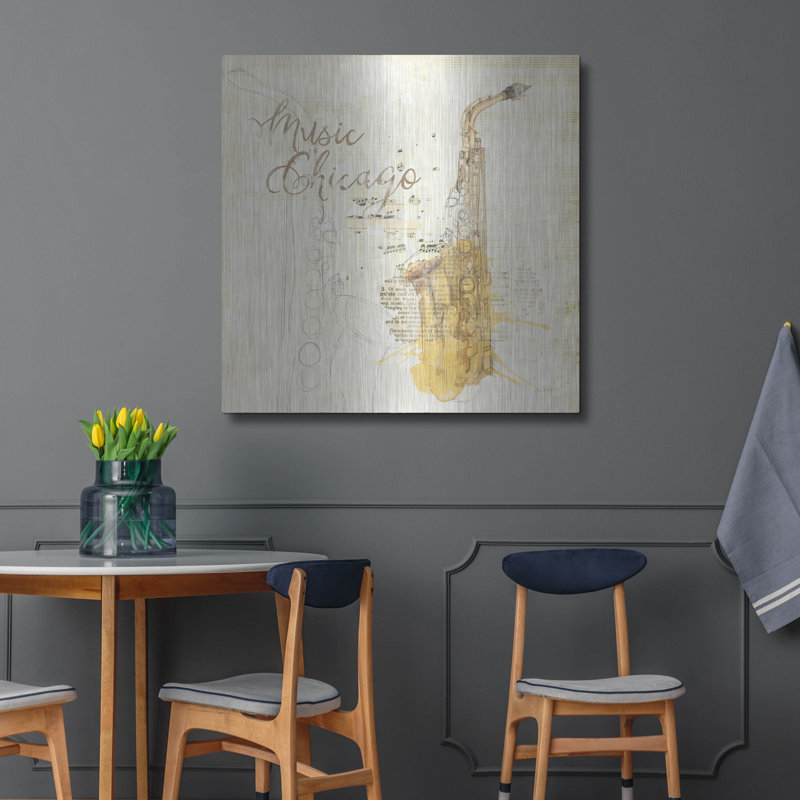 Art mural en métal Winston Porter «Musical Gift Chicago» par Katie pertiet, H 36 po x l 36 po