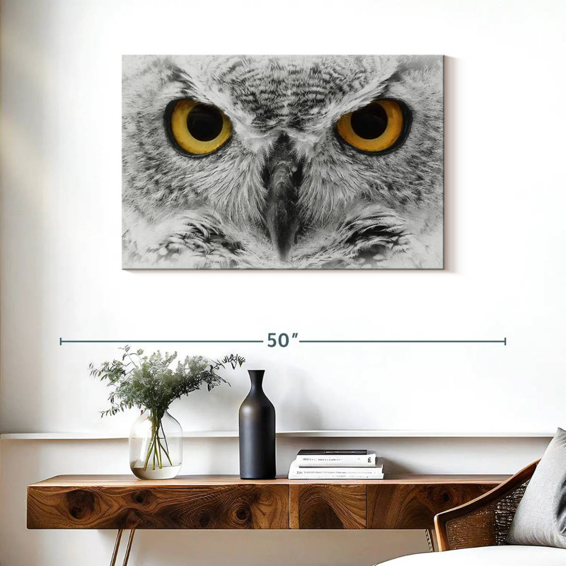 Brampt Staring Eagle Owl, 24" H x 36" W