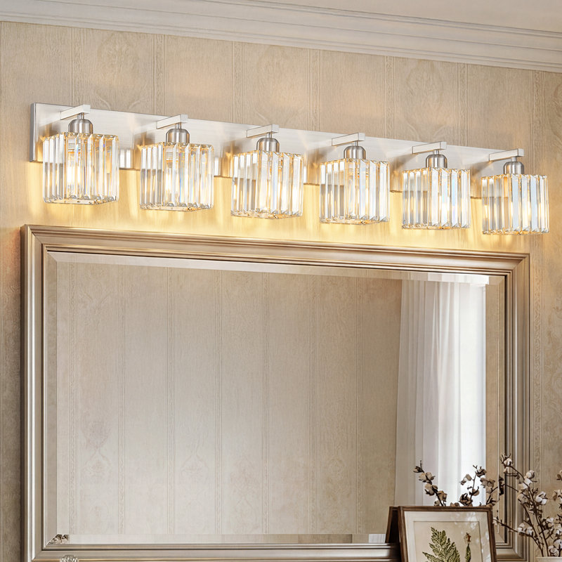 Lanceton Dimmable Vanity Light, 6 Lights, Sand Nickel