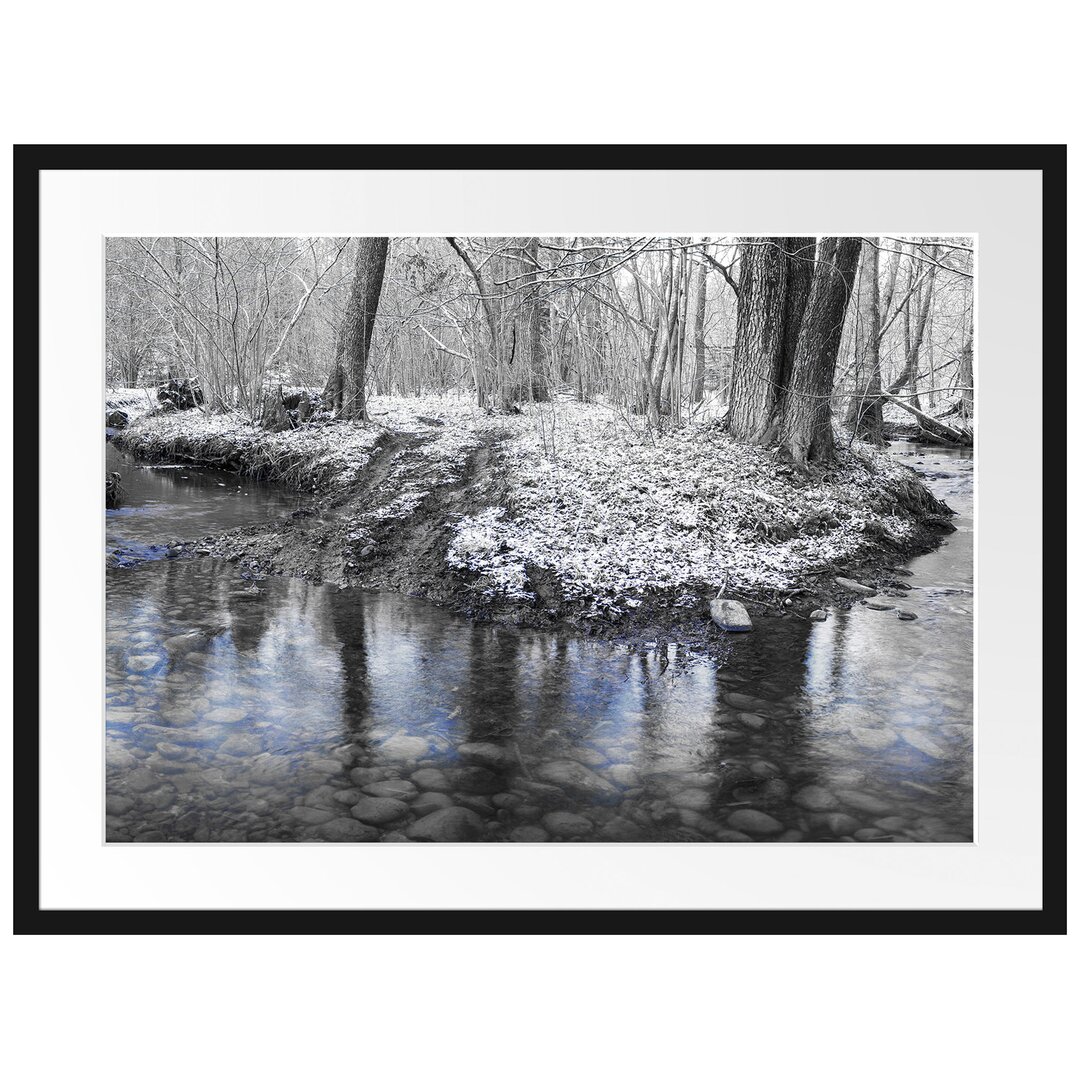 Gerahmtes Poster Schneebedeckter Waldboden