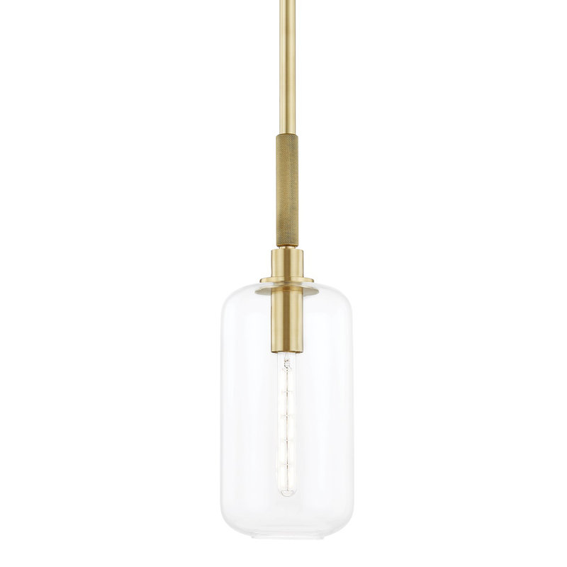 Luminaire suspendu, Laiton vieilli, H 25 po x l 8 po x P 8 po