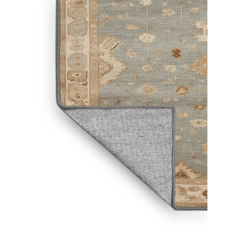 Machine Washable Afyon Gray Area Rug, Square 4'