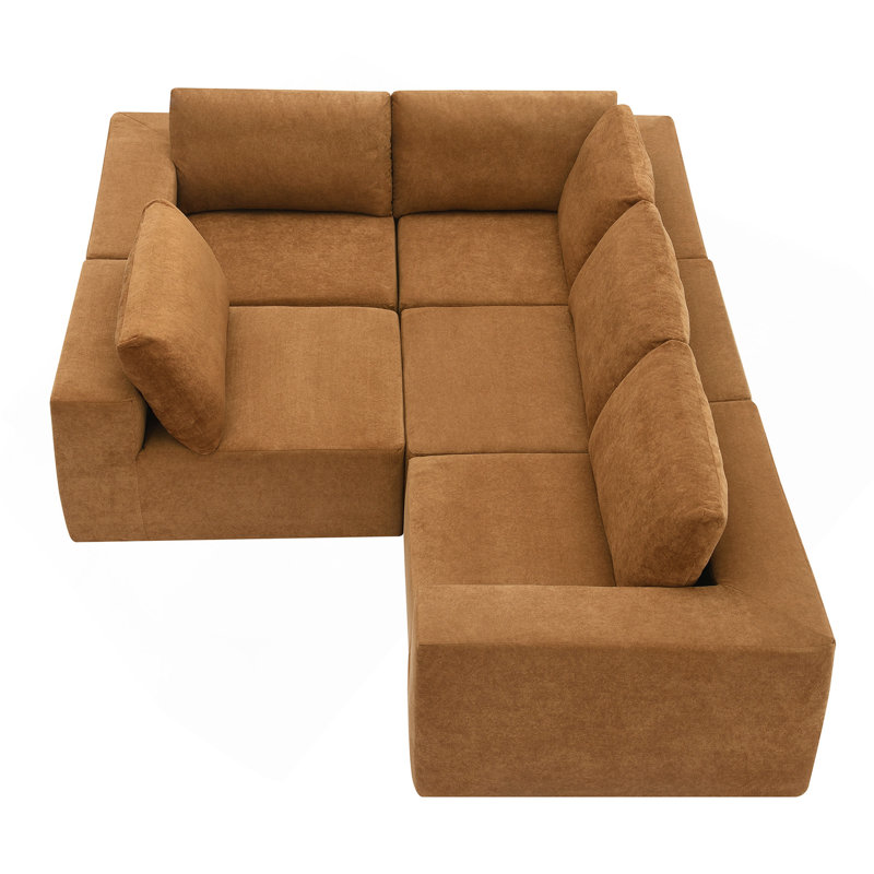 Versatile Modular Sofa Set For Home, No Assembly, Comfortable And Stylish, Brown Fabric