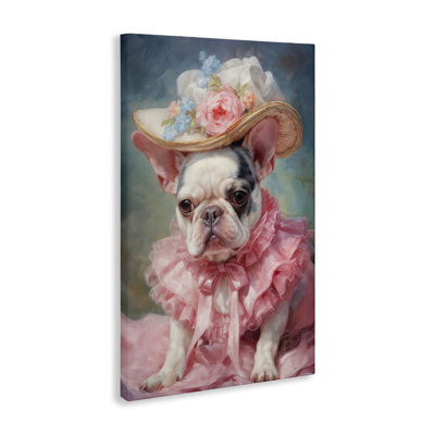 Frenchie en toile rose, design par Wumples
