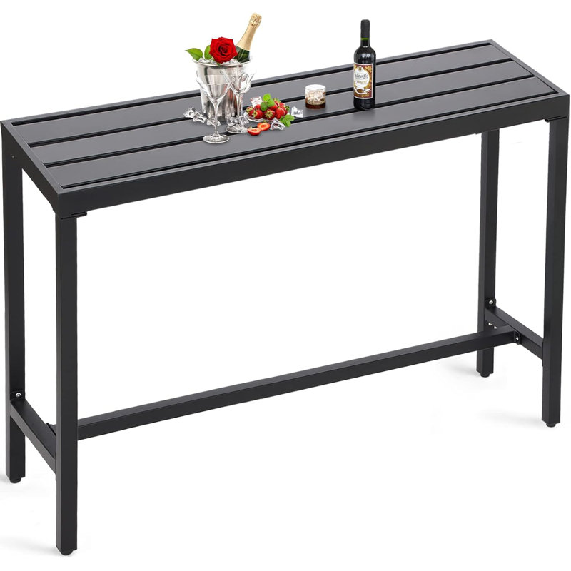 Outdoor Bar Table, Patio Counter Height Bar Table, 55" Rectangle Bar Tables For Patio, Garden, Yard, Balcony, Poolside (black)