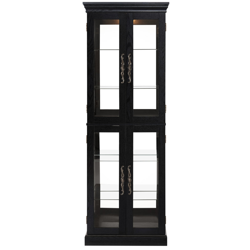 Armoire élégante en verre éclairé à six niveaux pour la cuisine, rangement personnalisable avec éclairage intérieur et tablettes réglables