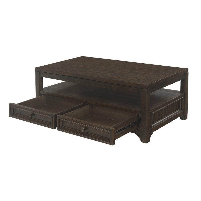 Table basse avec rangement en bois massif Atlai