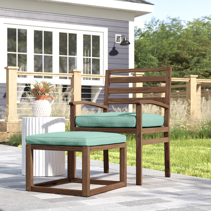 Chaise de patio avec coussins et repose-pieds, Structure brun foncé / coussin menthe