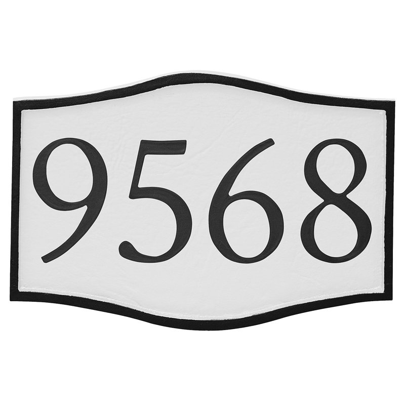 Plaque d’adresse murale sur 1 ligne serif, Blanc, Noir