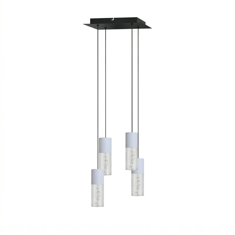 Luminaire suspendu cylindrique 4 lumières DEL Andromedae, Blanc
