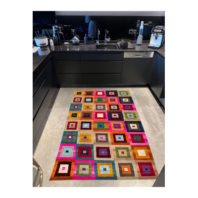Tapis lavable imprimé à motif géométrique