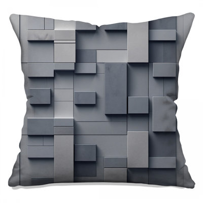 Geometric Gray Blocks Double Sided Throw Pillows