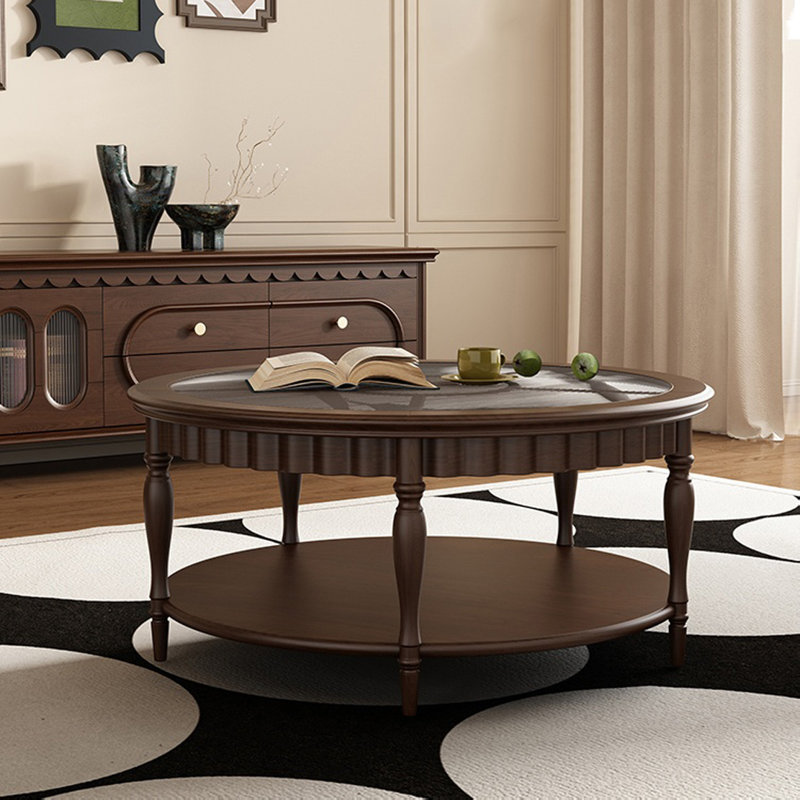 Glass-top coffee table, 19.69" H x 43.3" L x 43.3" W