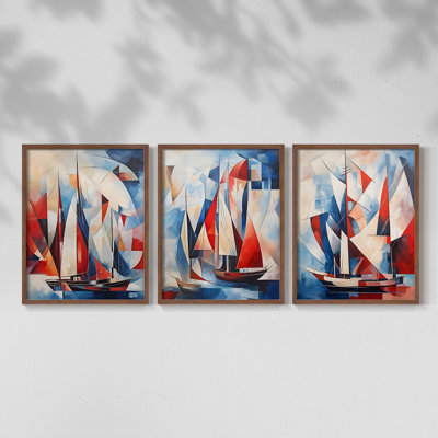 Série Sea and Shore XCV - Ensemble de 3 estampes numériques - Prêt à accrocher