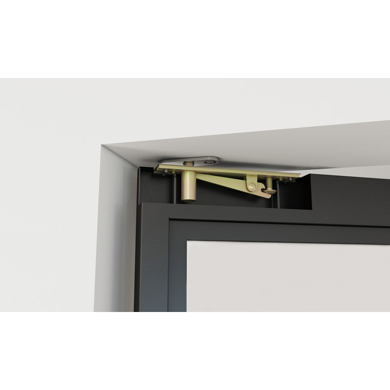 Black Steel Full Lite Frosted Glass Interior Pivot Door