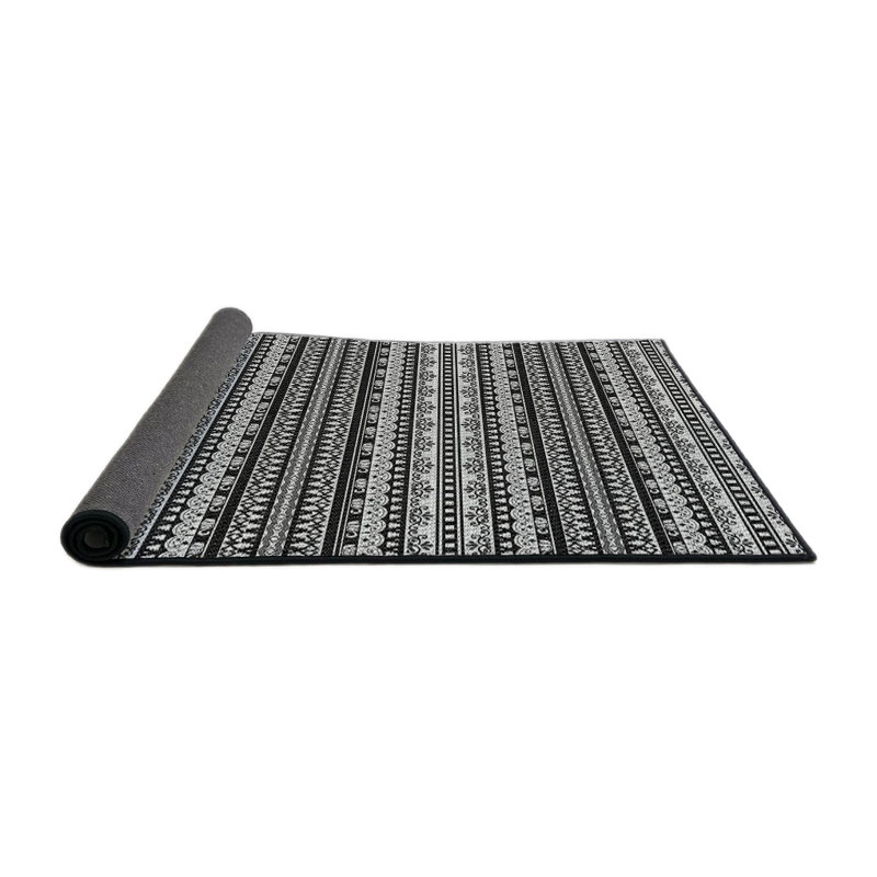 Tapis noir/blanc à motifs Lamentin, Rond 6 pi