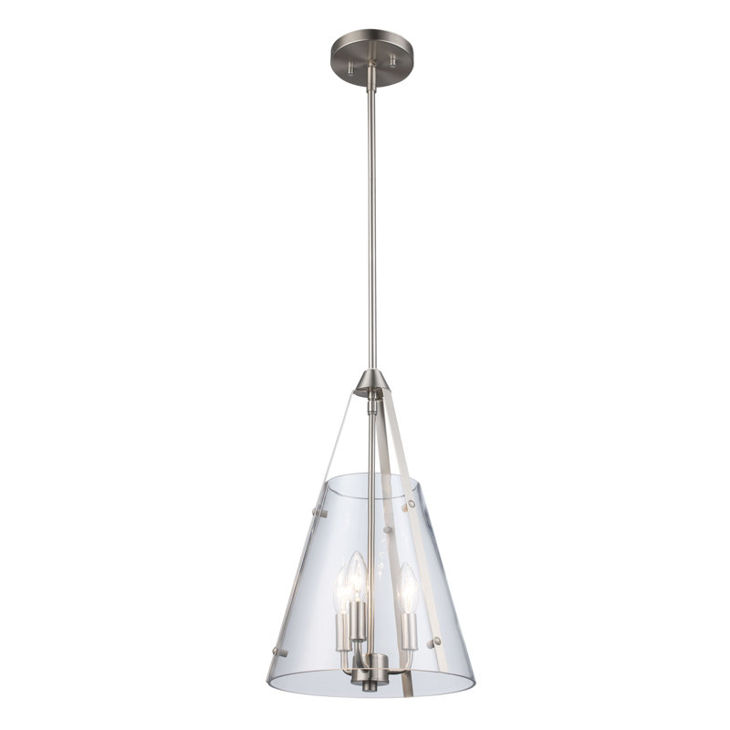Waddells - Luminaire suspendu, Nickel brossé, H 18,5 po x l 11 po x P 11 po, 3