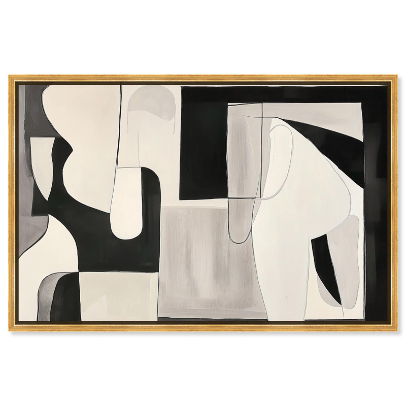 Shadow Play I Canvas Modern Abstract par Art Remedy, H 11 po x l 16 po, Cadre flottant doré
