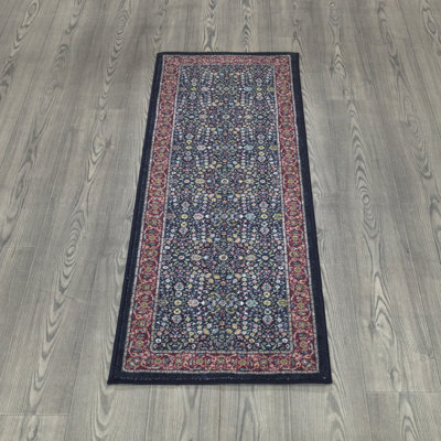 Ottomanson Athens Brimming Oriental Design Rubberback Rug, 5'' X 6''6", Navy