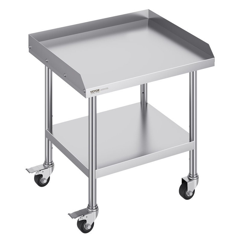 VEVOR Stainless Steel 28'' Adjustable Portable Work Table with Wheels