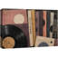 Œuvre de vinyle rétro et épines de livre abstrait, photos de salon, impression sur toile encadrée-131636353-131636356