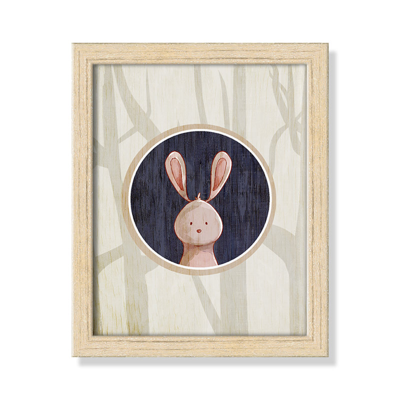 «Juvenile Forest Animals», impression sur papier, H 10 po x l 8 po x P 1,18 po, Encadré de boîte beige