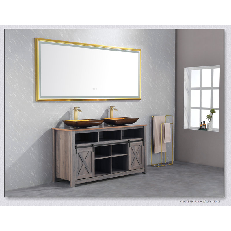 Miroir à DEL rectangulaire surdimensionné avec éclairage antibuée et à intensité variable, parfait pour les salles de bain, les gymnases et les studios de danse.