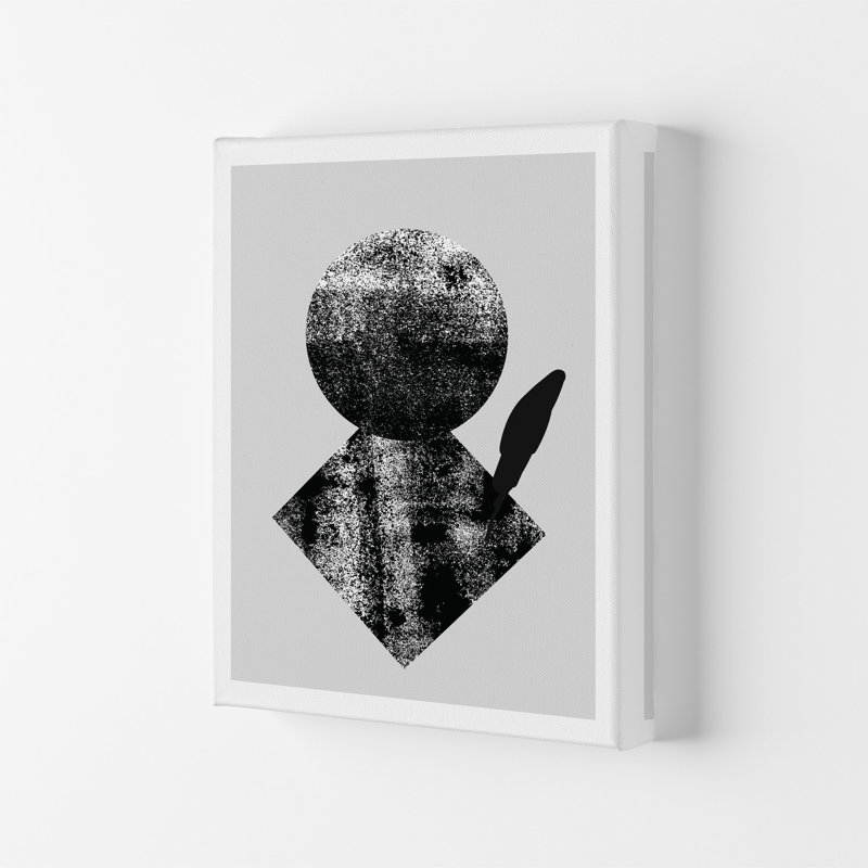Graffiti Black And Grey Circle Leaf by Pixy Paper - Print, Wrapped Canvas, 59.4cm H x 42cm W x 4cm D