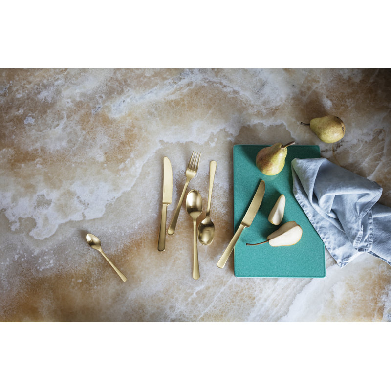 COPENHAGEN Cutlery, 4-Piece Placesetting in Matte Gold