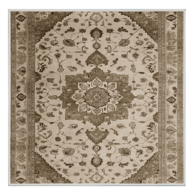 Tapis beige Tabriz lavable à la machine