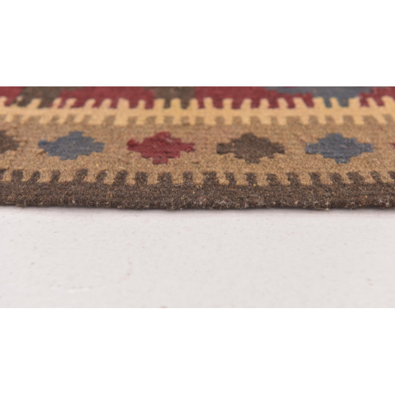 Tapis de la surface en laine rouge/brune 2 pi x 6 pi 6 po one-of-kind à la main noué la Lorain
