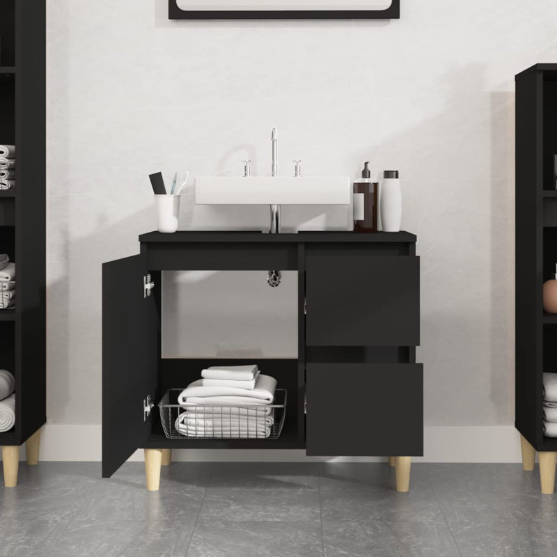 Lillyella Freestanding Bathroom Cabinet, Black