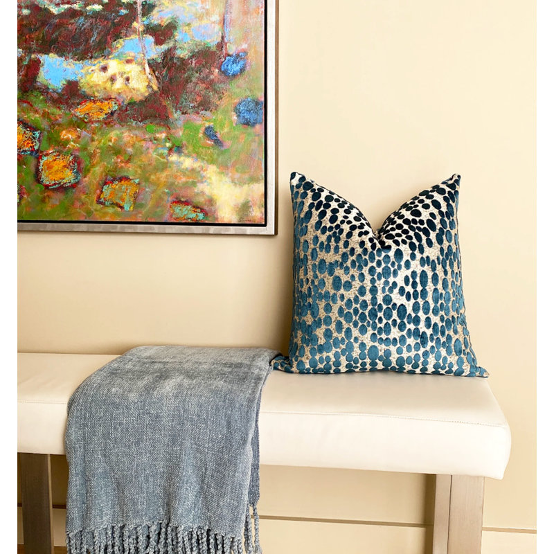 Oval Velvet Throw Pillow Cover, 22"H x 22"W, Blue