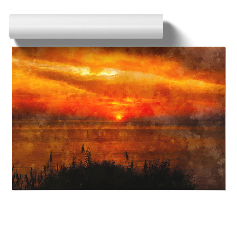 The Orange Sunset Painting - Frameless Print, 42cm H x 59cm W x 0.1cm D